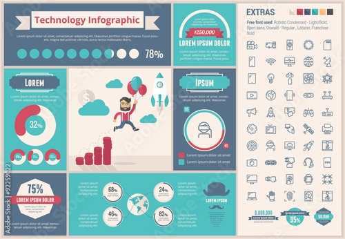 Technology flat design Infographic Template
