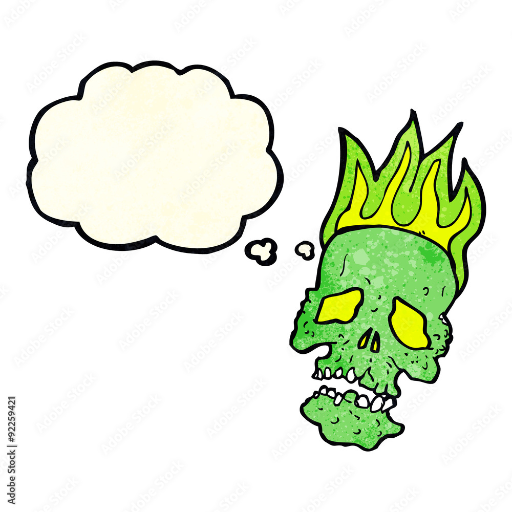 Obraz premium cartoon skull with thought bubble