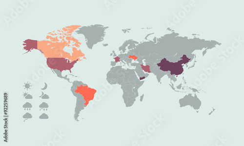 Multicolored world map. 