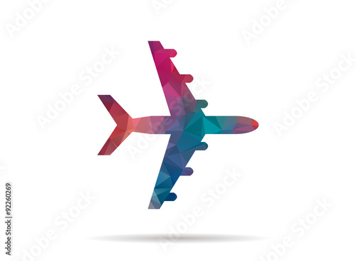 low poly colorful icon plane
