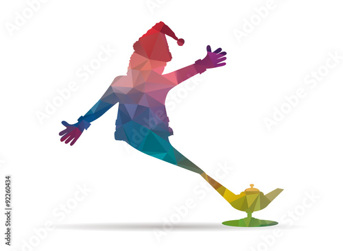 low poly genius santa colored icon
