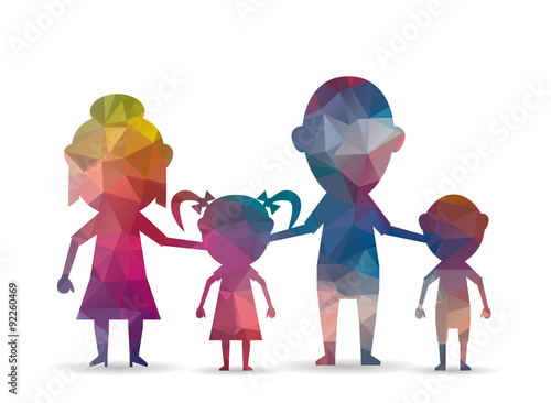 low poly happy family