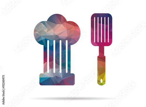 low poly hat icon kitchen spatula