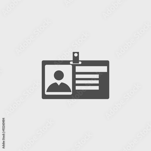 Identification card icon. Flat design style.