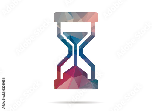 low poly icon multicolored sand clock