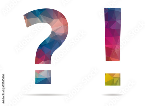low poly mark and exclamation point icon