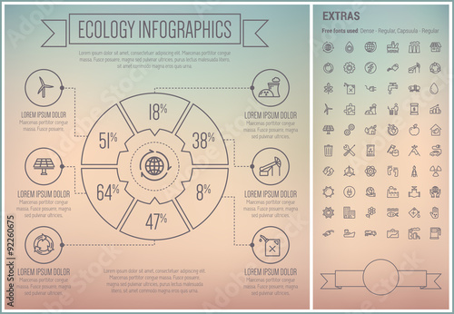 Ecology Line Design Infographic Template