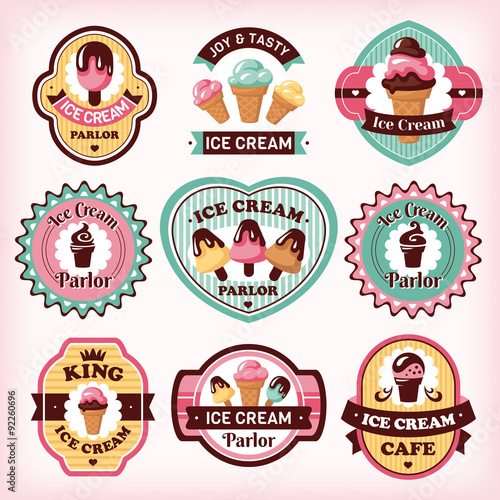 Set of ice cream labels