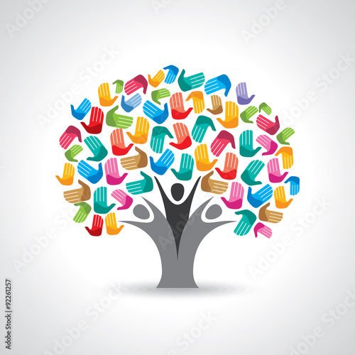 Isolated diversity tree hands illustration.