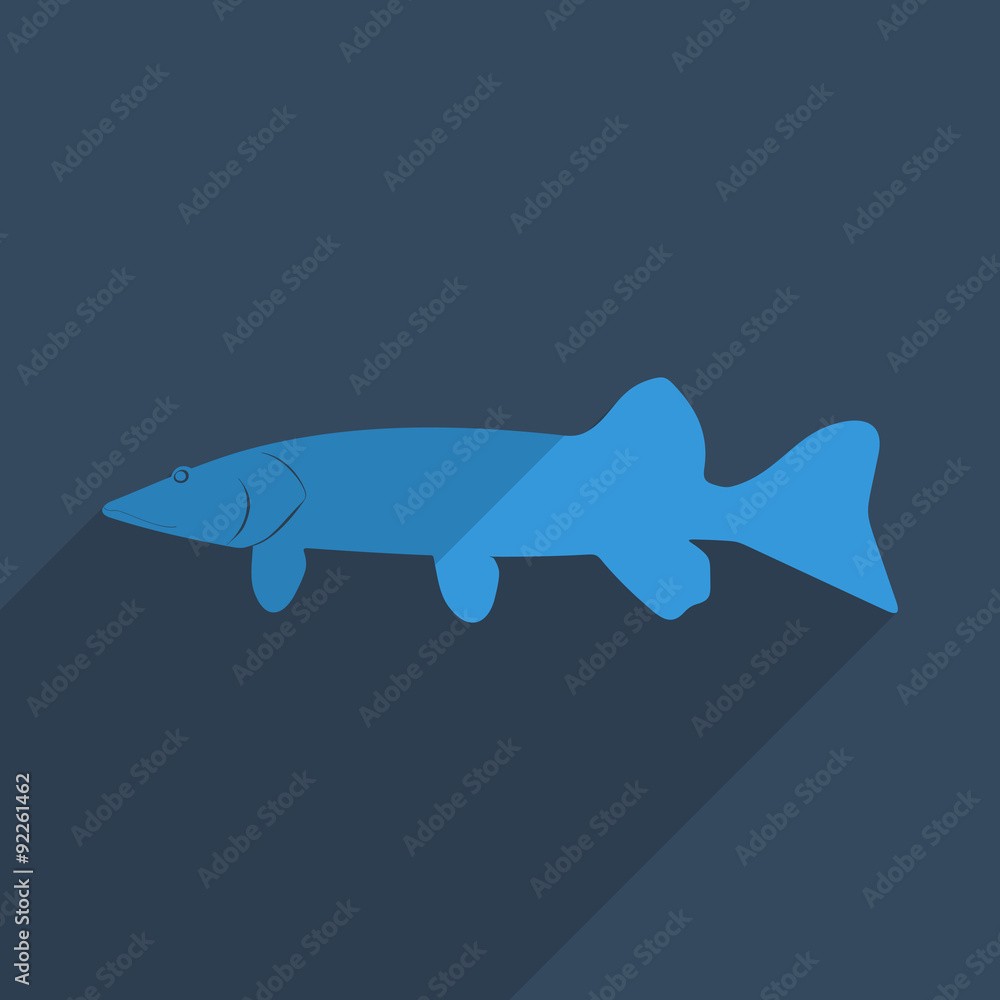 Fototapeta premium Flat icons modern design with shadow of pike