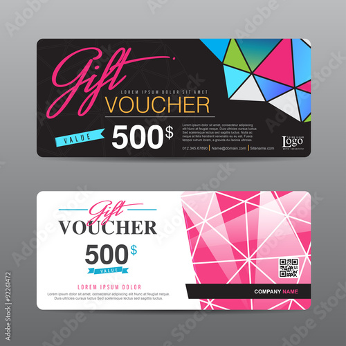 Gift voucher template with colorful pattern,cute gift voucher certificate coupon design template,
Collection gift certificate business card banner calling card poster,Vector illustration