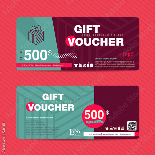 Gift voucher template with colorful pattern,cute gift voucher certificate coupon design template,
Collection gift certificate business card banner calling card poster,Vector illustration
