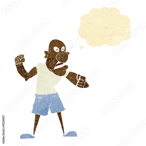 cartoon violent man with thought bubble