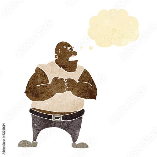 cartoon violent man with thought bubble