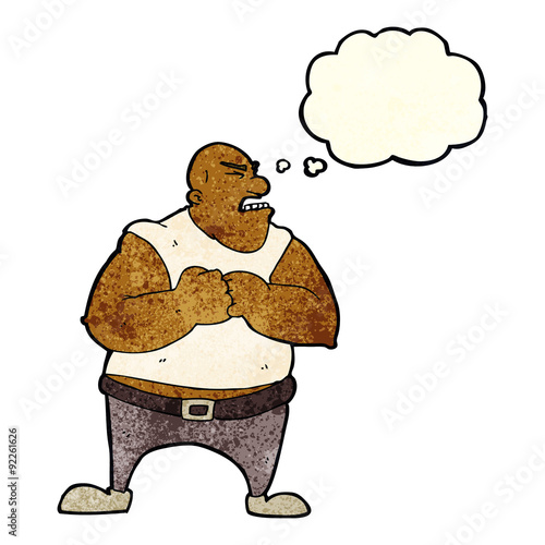 cartoon violent man with thought bubble