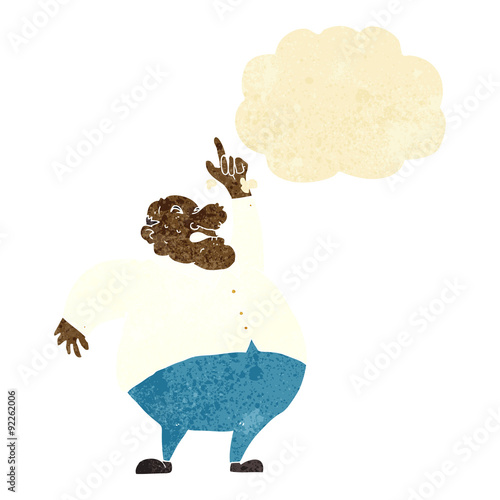 cartoon big fat boss with thought bubble