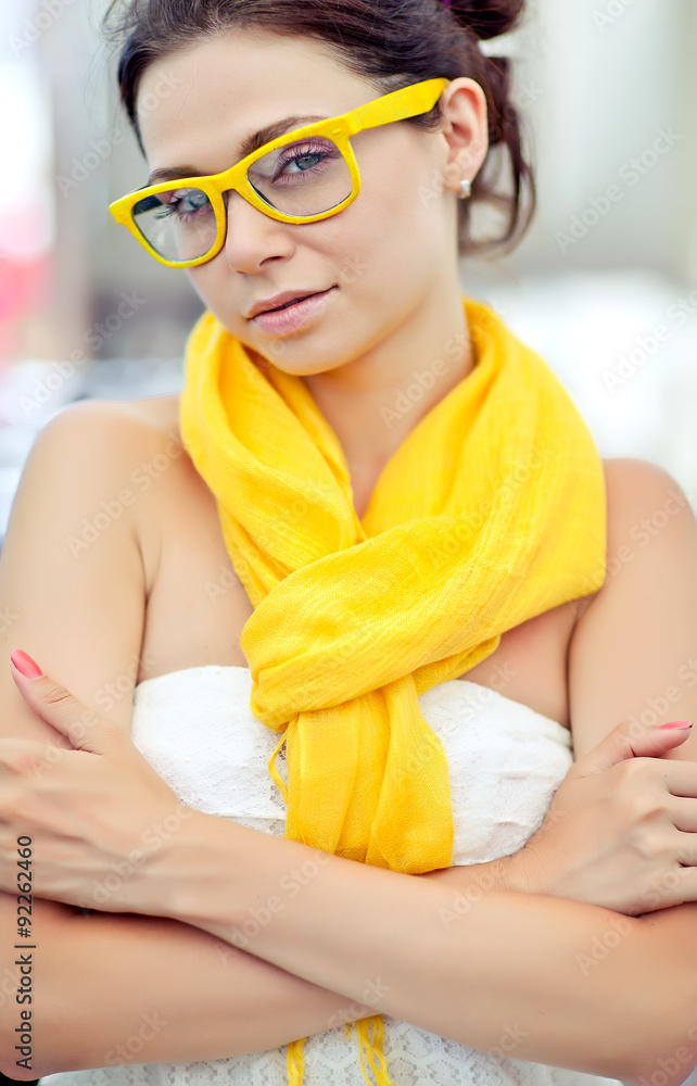 beautiful woman with glasses 