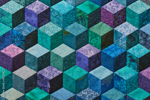 Detail of quilt sewn from rhombuses