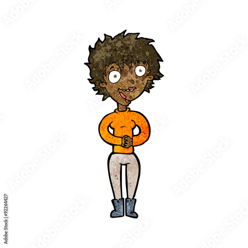 cartoon crazy excited woman