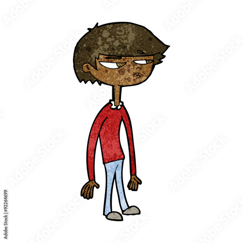 cartoon suspicious boy