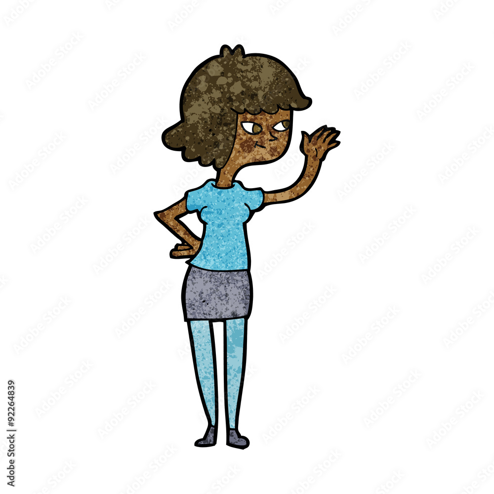 cartoon friendly girl waving cartoon friendly girl waving