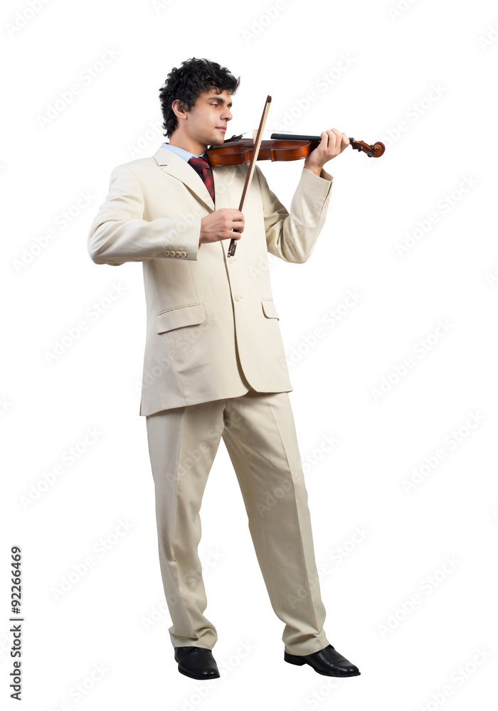 Businessman playing violin