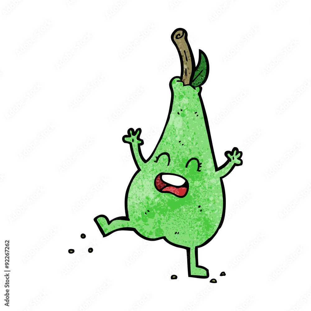 Obraz premium cartoon happy dancing pear