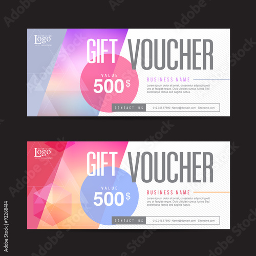 Gift voucher template with colorful pattern,cute gift voucher certificate coupon design template,
Collection gift certificate business card banner calling card poster,Vector illustration