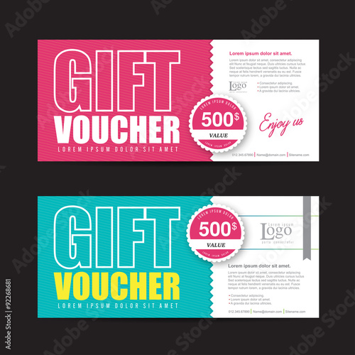 Gift voucher template with colorful pattern,cute gift voucher certificate coupon design template,
Collection gift certificate business card banner calling card poster,Vector illustration