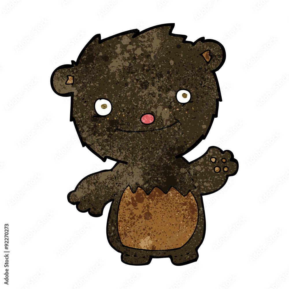 cartoon waving black bear cub cartoon waving black bear cub