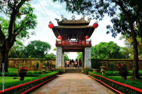 One of the gates at the Temple of Literature, Van Mieu, in Hanoi, Vietnam