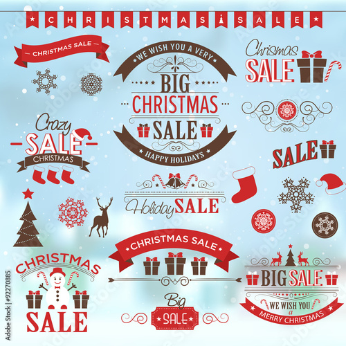 Christmas sale design set - labels, emblems