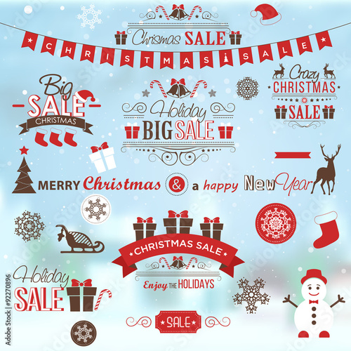 Christmas sale design set - labels, emblems