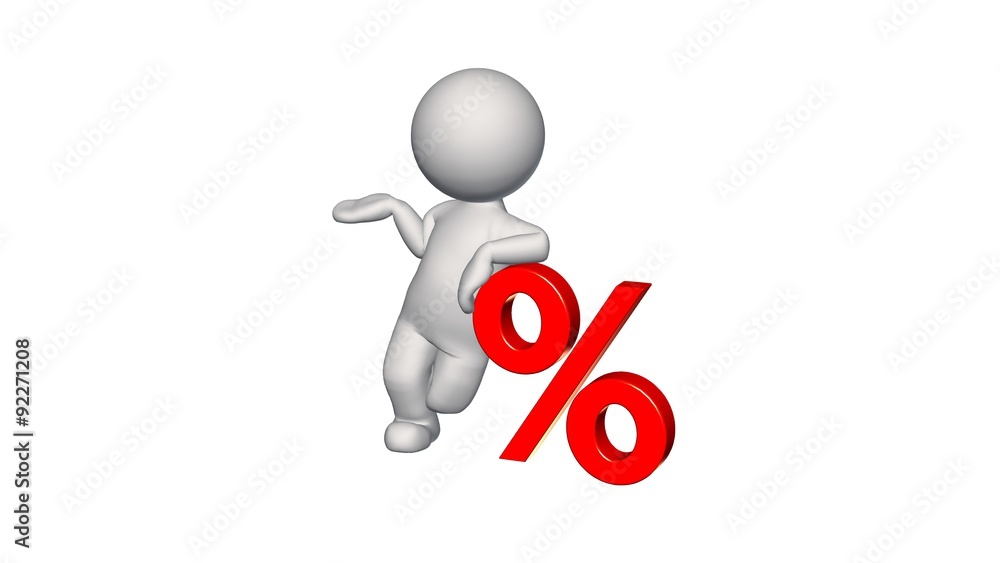 3d People with percent sign - isolated on white background 3d People with percent sign - isolated on white background