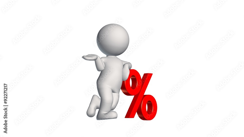 3d People with percent sign - isolated on white background 3d People with percent sign - isolated on white background