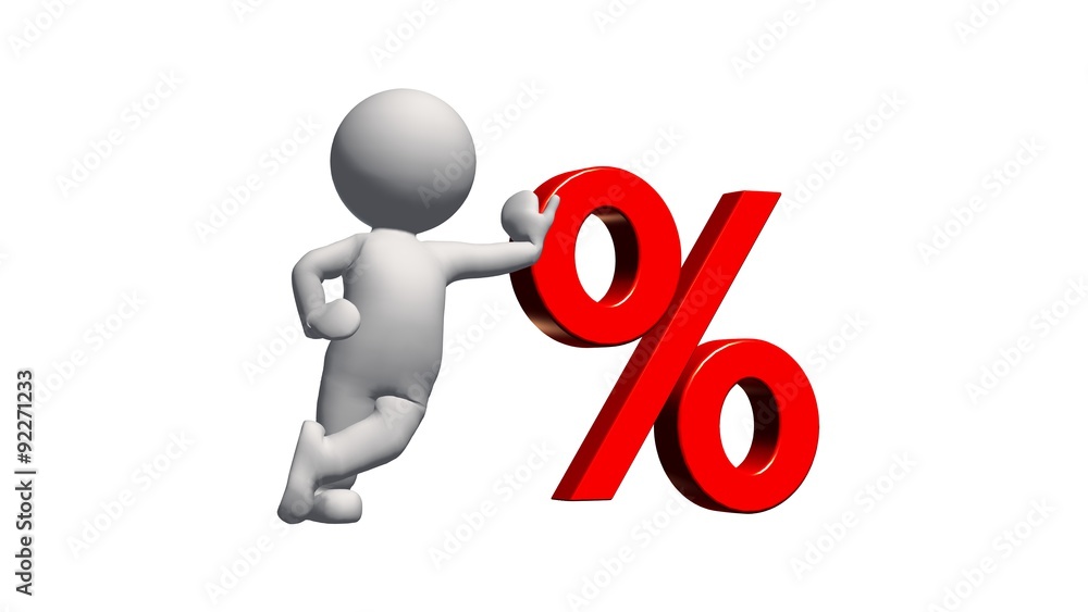 3d People with percent sign - isolated on white background 3d People with percent sign - isolated on white background