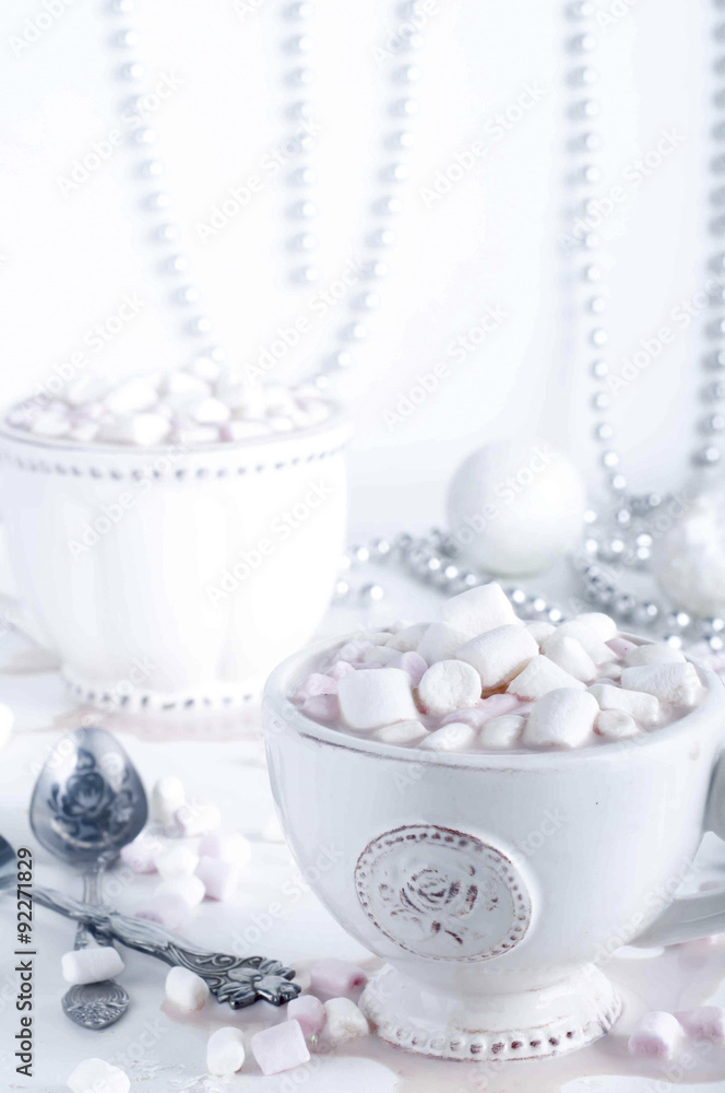 Fototapeta premium White cup of hot cocoa