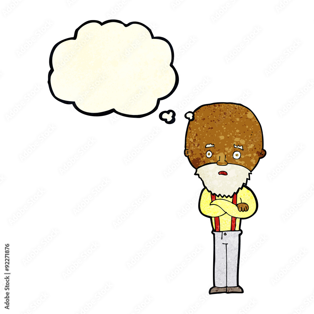 cartoon worried old man with thought bubble cartoon worried old man with thought bubble