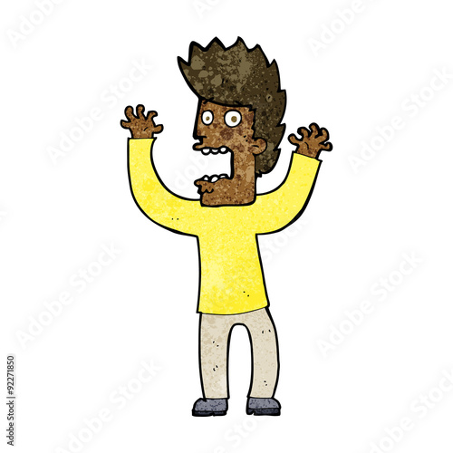 cartoon terrified man