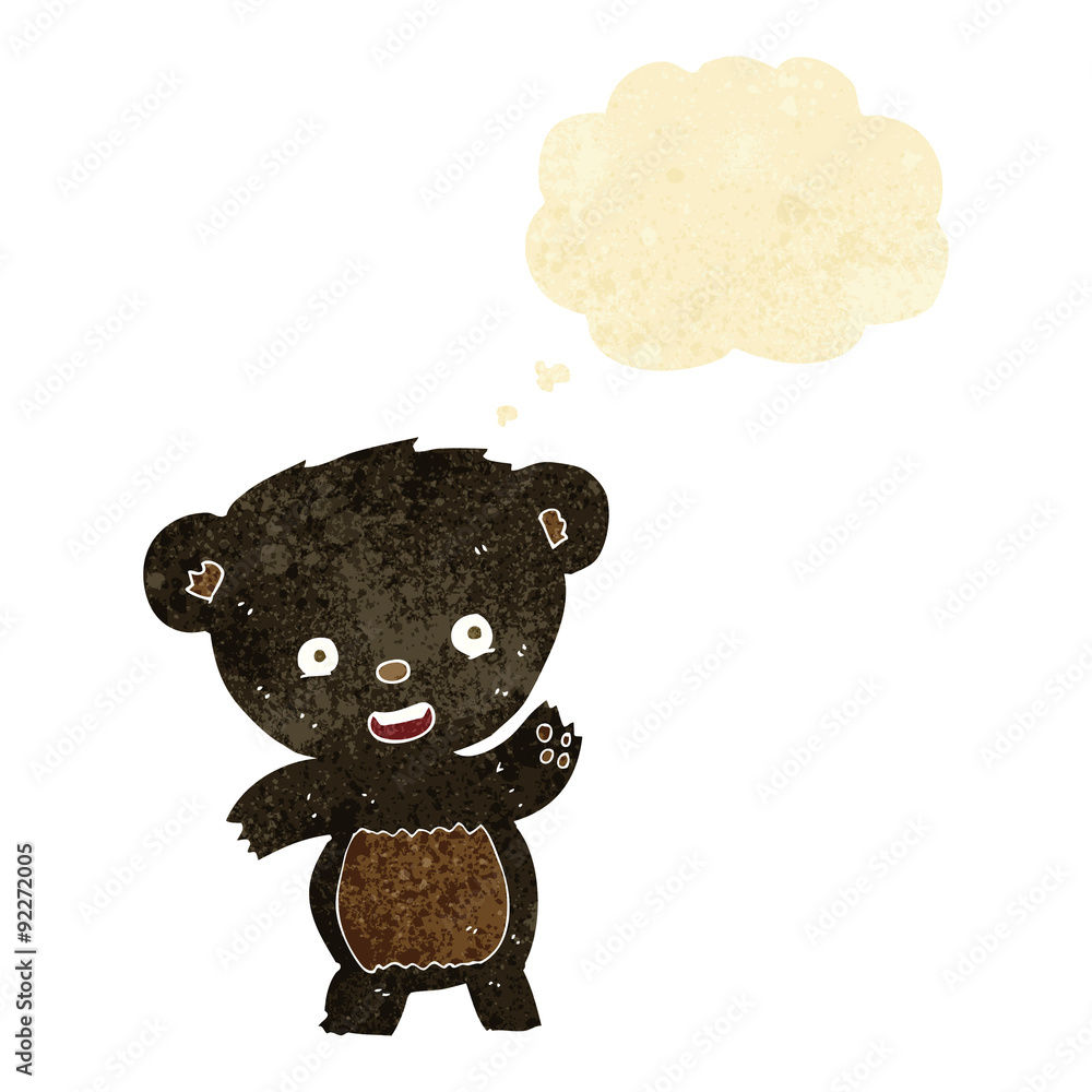 cartoon waving black bear with thought bubble cartoon waving black bear with thought bubble