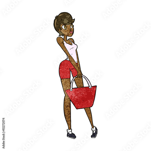 cartoon attractive woman shopping