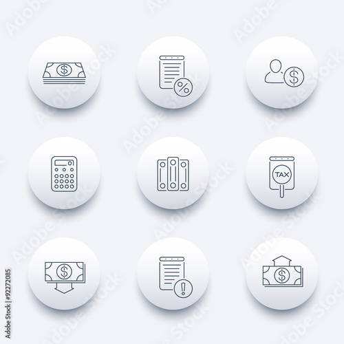 Bookkeeping, finance, line round modern icons, vector illustration, eps10