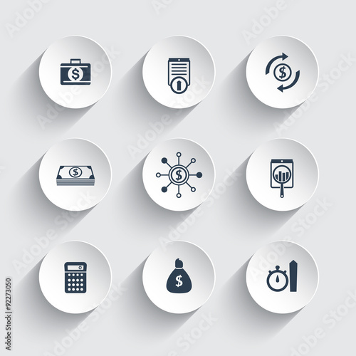 finance, investments, capital, funding round icons