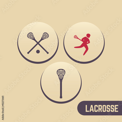 Lacrosse, lacrosse stick, crosse, round icons, vector illustration