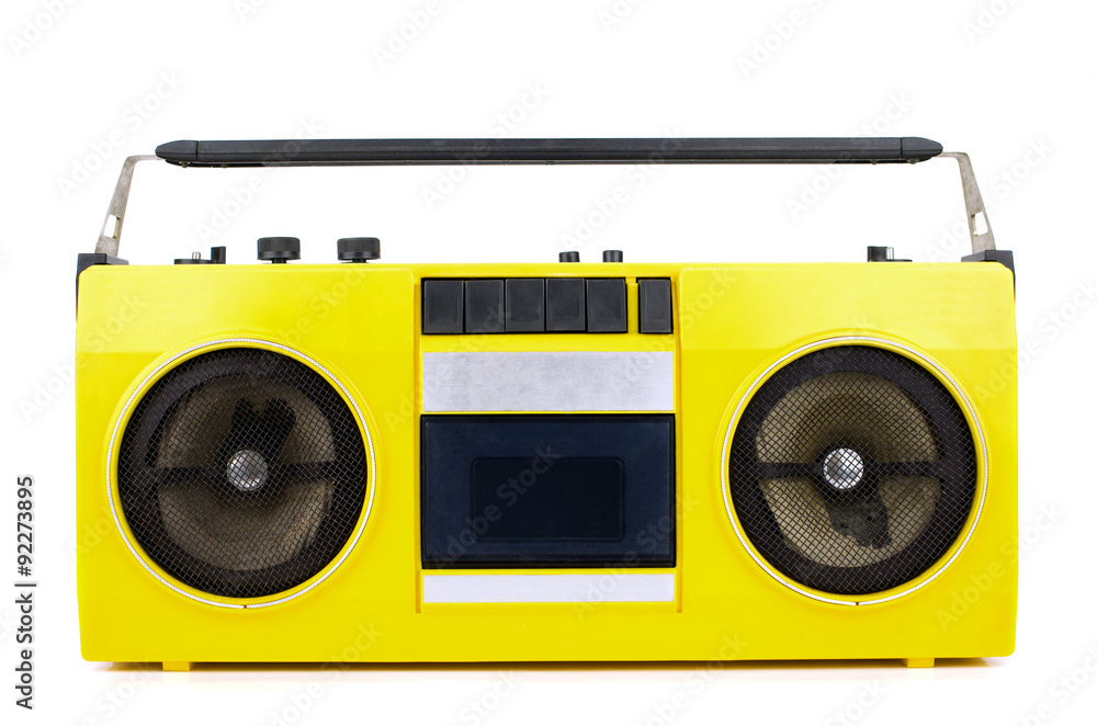Retro yellow ghetto blaster isolated on white with clipping path Retro yellow ghetto blaster isolated on white with clipping path