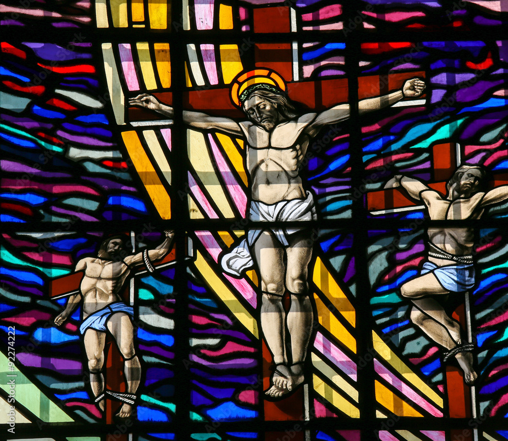 Crucifixion of Jesus - Stained Glass in Guimaraes