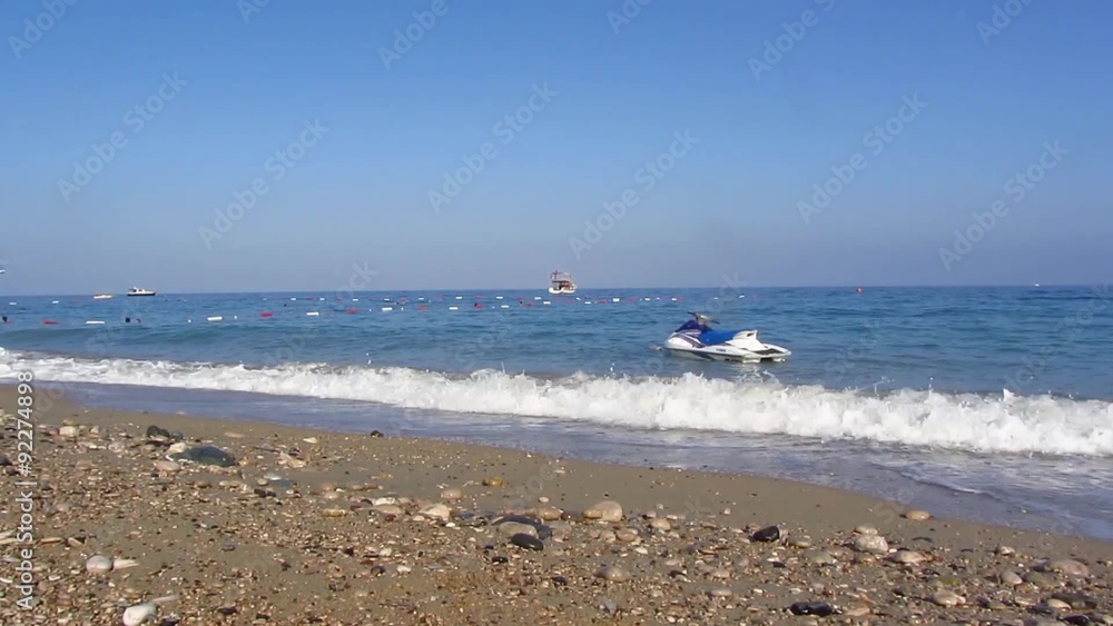 boat rocking in the waves on the shore boat rocking in the waves on the shore