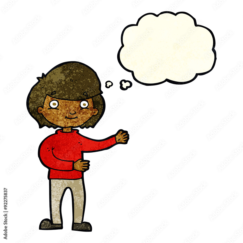 cartoon happy person with thought bubble cartoon happy person with thought bubble