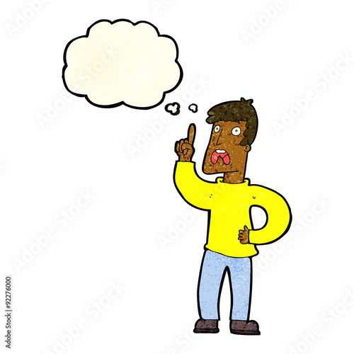 cartoon man with complaint with thought bubble