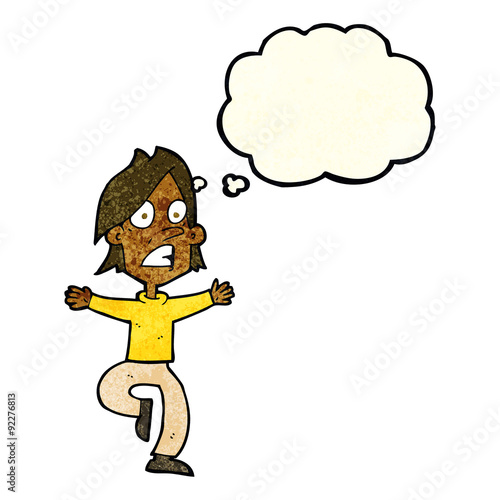 cartoon panicking man with thought bubble